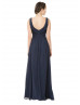A-line Navy Blue Pleated Chiffon Bridesmaid Dress